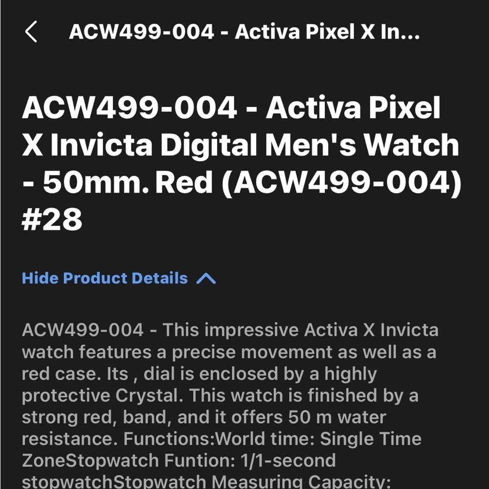 Activa Pixel‎ X Invicta digital tactical Men’s watch 50 MM Red iron ACW499-004